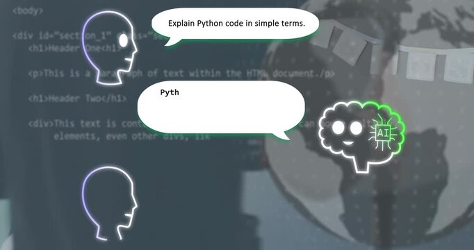 friend duo glancing and activating chat interface for Python explanation swapping gifts and cake