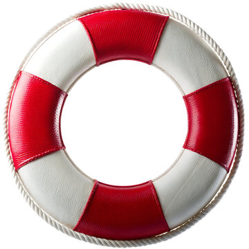 red and white life preserver isolated on white background, png, ai generated