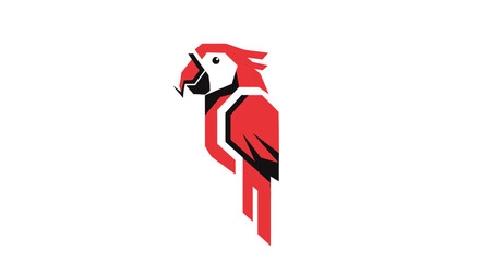 Stylized Red Parrot Logo Design. © filterJU