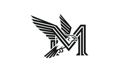 Stylized Eagle with Letter M Logo Design.
