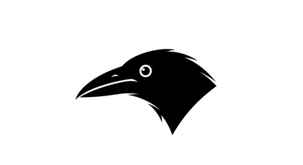 Minimalist black crow head silhouette vector icon.