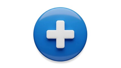 Obraz premium Blue plus sign icon add button new element symbol positive math medical cross healthcare ui interface 3d on transparent background