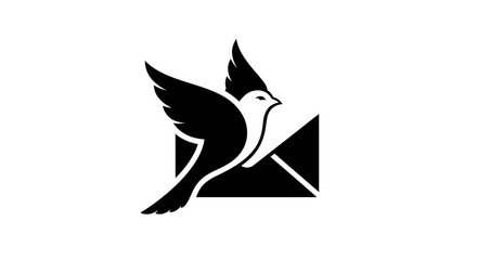 Flying bird and envelope logo icon for mail communication.