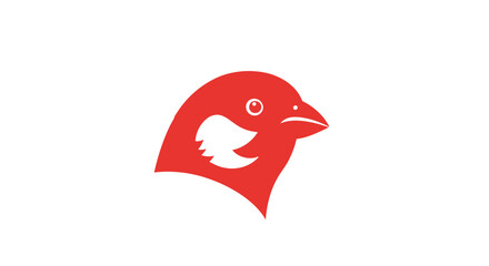 Red Bird Head Logo Design Illustration.