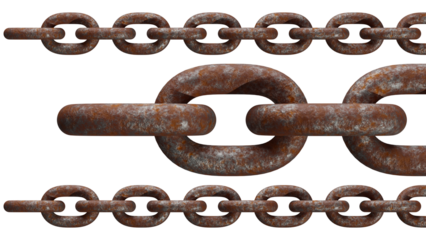 3D Render of Rusty Metal Chain Isolated on Transparent Background