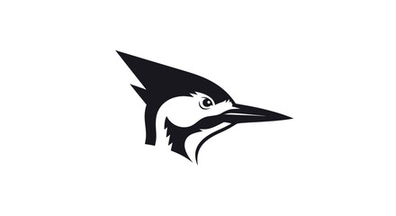 Stylized Black and White Bird Head Logo Design.