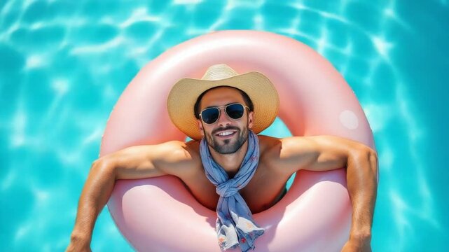 Relaxing man pool float