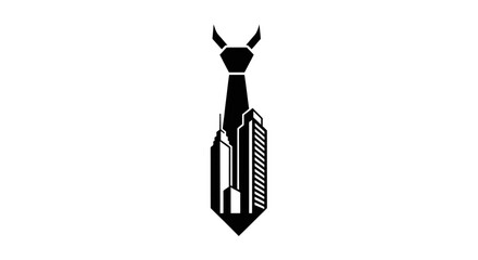 Urban business logo design featuring a necktie and city buildings.