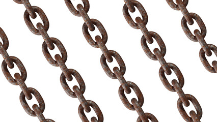 Obraz premium 3D Render of Rusty Metal Chain Isolated on Transparent Background