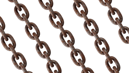 3D Render of Rusty Metal Chain Isolated on Transparent Background