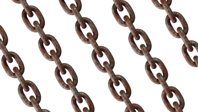 3D Render of Rusty Metal Chain Isolated on Transparent Background