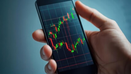Hand holding phone with stock chart (1)