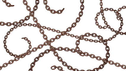 3D Render of Rusty Metal Chain Isolated on Transparent Background