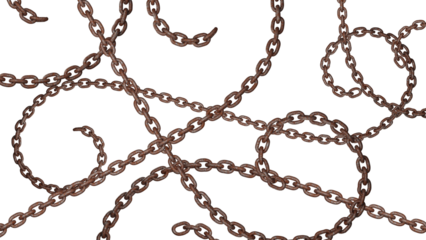 3D Render of Rusty Metal Chain Isolated on Transparent Background
