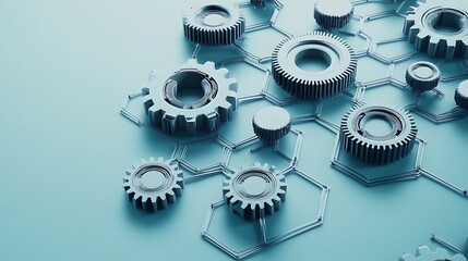 A stylized depiction of gear wheel in a technical mechanical system