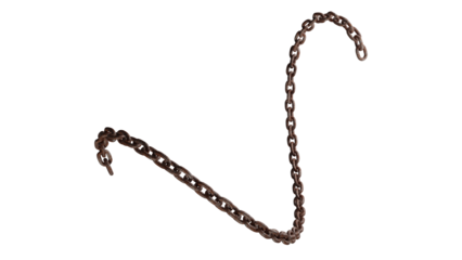 3D Render of Rusty Metal Chain Isolated on Transparent Background