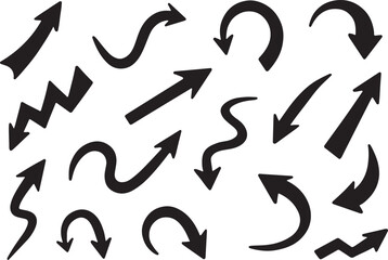 Arrow Silhouettes Collection Black Directional Arrows Vector Illustration