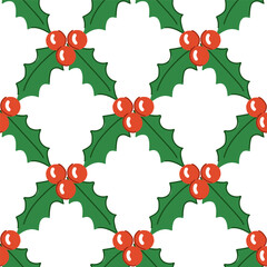 A cute Christmas seamless pattern with mistletoe. Winter holiday print