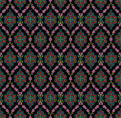 Abstract seamless color full paisley mughal motif bunch pattern