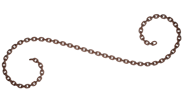 3D Render of Rusty Metal Chain Isolated on Transparent Background