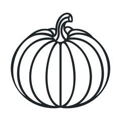 Black and white outline of a pumpkin for autumn decoration. Vector line illustration