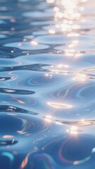 Sunlight reflecting on rippling water surface with iridescent hues