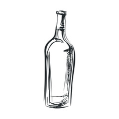 Sketch of an empty wine bottle on a simple background. Vector hand drawn illustration