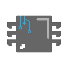 Modern microchip and circuit icon