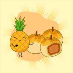 Cute pineapple tarts or nastar.Vector illustration design. EPS 10.