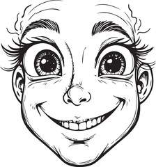 Joyful Expression: The line drawing of an exuberant face is bursting with unbridled happiness, evoking feelings of glee and pure joy.