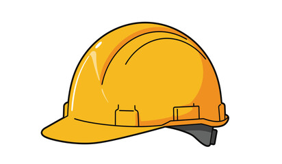 Yellow hard hat for safety construction protection work gear equipment protective headwear isolated on white background