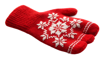 pair of red knitted gloves