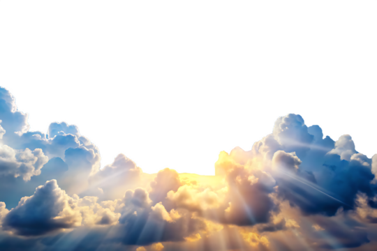 Sky Cloud Sun Light Overlays isolated on white background ,PNG. AI Generated