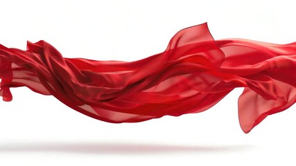 A woman wearing a red dress floats mid-air, conveying a sense of freedom and joy