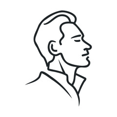 Elegant line art profile of a confident young man in modern style. Vector line illustration