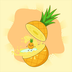 Cute pineapple cartoon.Vector illustration design. EPS 10.
