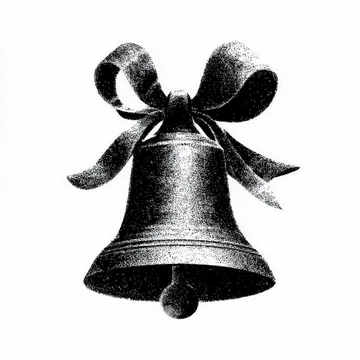 Classic vintage Christmas bell with a ribbon bow