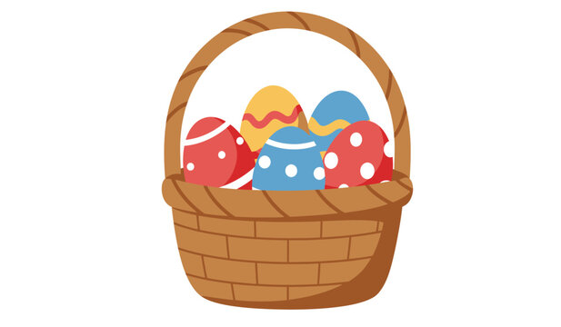 easter basket with colorful eggs clip art preview