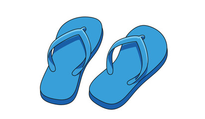 Bright blue flip flops for summer fun and beach activities isolated on a clean surface isolated on white background