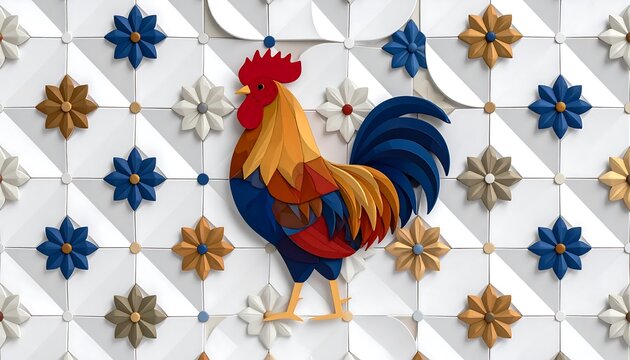 Rooster design on a decorative background - Powered by Adobe