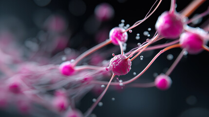 Futuristic glowing probiotics rendered digitally under magnification.