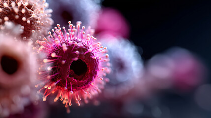 Futuristic glowing probiotics rendered digitally under magnification.