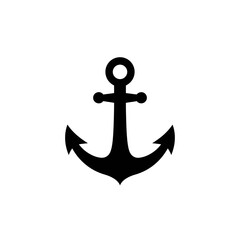 Classic black anchor symbol maritime nautical ocean marine symbol isolated on white background
