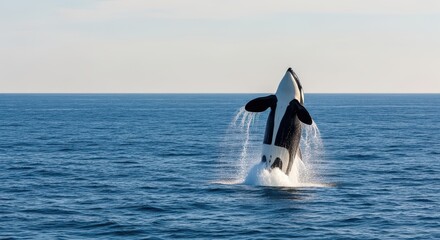 Majestic Orca Whale Leaping Out of the Ocean Water