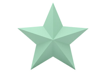 Isolated 3D rendered star, realistic illustration, shiny seafoam green, abstract graphic