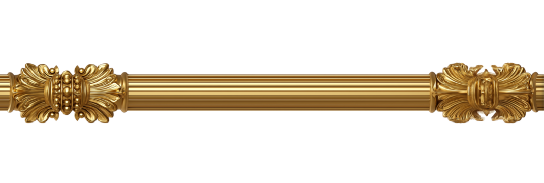  golden bar with decorative elements isolated on a white background, 3d illustration render vector design.
