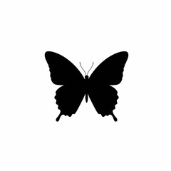 Elegant black butterfly silhouette symbol elegant insect winged creature design isolated on white background