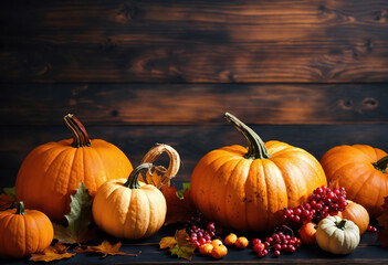 Fantastic A border of autumn leaves and fruits on a dark background