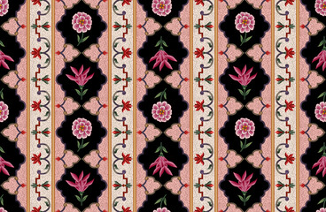 Abstract seamless color full paisley mughal motif bunch pattern