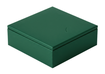 Isolated green square box with lid ready for branding and product photography mock-up